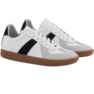 Beckett Simonon Morgen Trainers White and Black Leather and Grey Suede Size 8